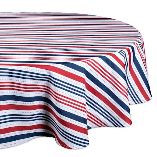 DII&#xAE; 60&#x22; Round Patriotic Stripe Outdoor Tablecloth